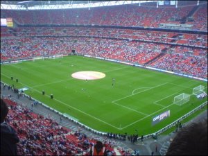 The spectacular view I had of the Wembley pitch even though it felt like you was up in the heavens 