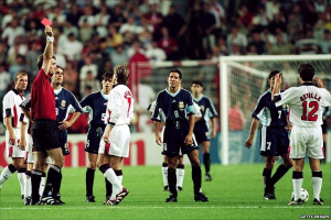 Beckham's red card against Argentina was blamed for England's early exit from the 1998 World Cup