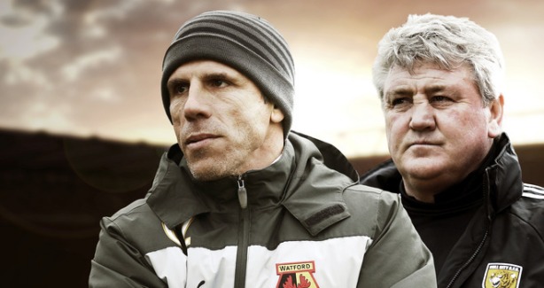 Either Watford's Gianfranco Zola or Hull City's Steve Bruce will be in the Premier League come 2.30pm this afternoon